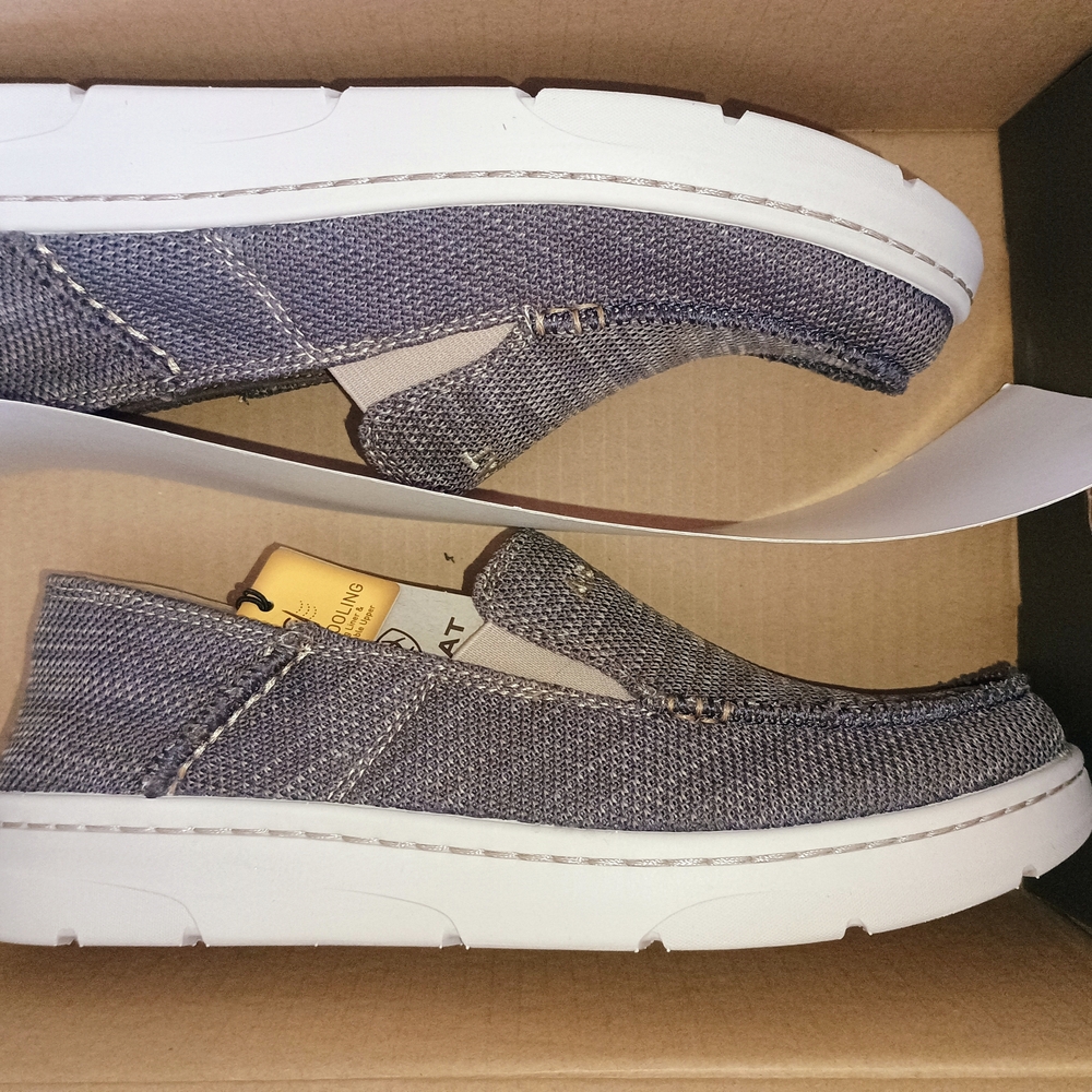 Ariat Men's Slip-On Loafers in Charcoal Gray with White Sole